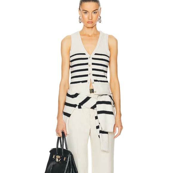 ✨NWT✨ L’Academie by Marianna Calanth Striped cashmere merino wool blend Vest , M - Picture 2 of 9